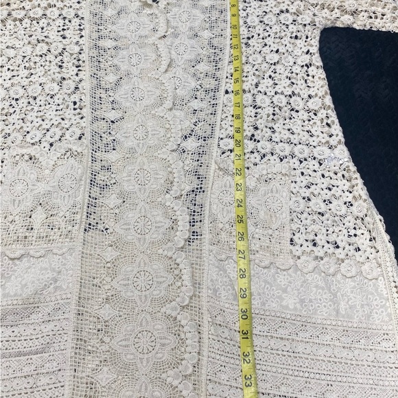 Cupio Ivory Lace Open Cardigan Side Slits Pockets Women’s LG COTTAGECORE BOHO - Picture 15 of 16